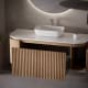 Meuble de salle de bain en frêne massif avec plan de toilette Solid Surface Evo Curve Bruntec principal 0