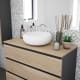 Meuble de salle de bains avec plan de toilette en bois Kloe Campoaras détail 1