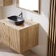 Meuble de salle de bains avec plan de toilette en bois massif Alpes14 Bruntec détail 2