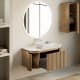 Meuble de salle de bain en frêne massif avec plan de toilette Solid Surface Neo Curve Bruntec détail 2