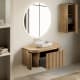 Meuble de salle de bains en frêne massif avec plan de toilette en bois Neo Curve Bruntec détail 1