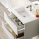Meuble de salle de bains avec plan de toilette en bois détail 2