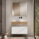Meuble de salle de bains avec plan de toilette en bois de 10 cm de hauteur couleur chêne avec caisson Nomad Visobath principal 2