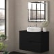 Meuble de salle de bains avec plan de toilette en pierre compacte noire Lia Bruntec principal 2