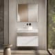 Meuble de salle de bains avec plan de toilette en bois de 10 cm de haut et caisson monocolore Nomad Visobath principal 1