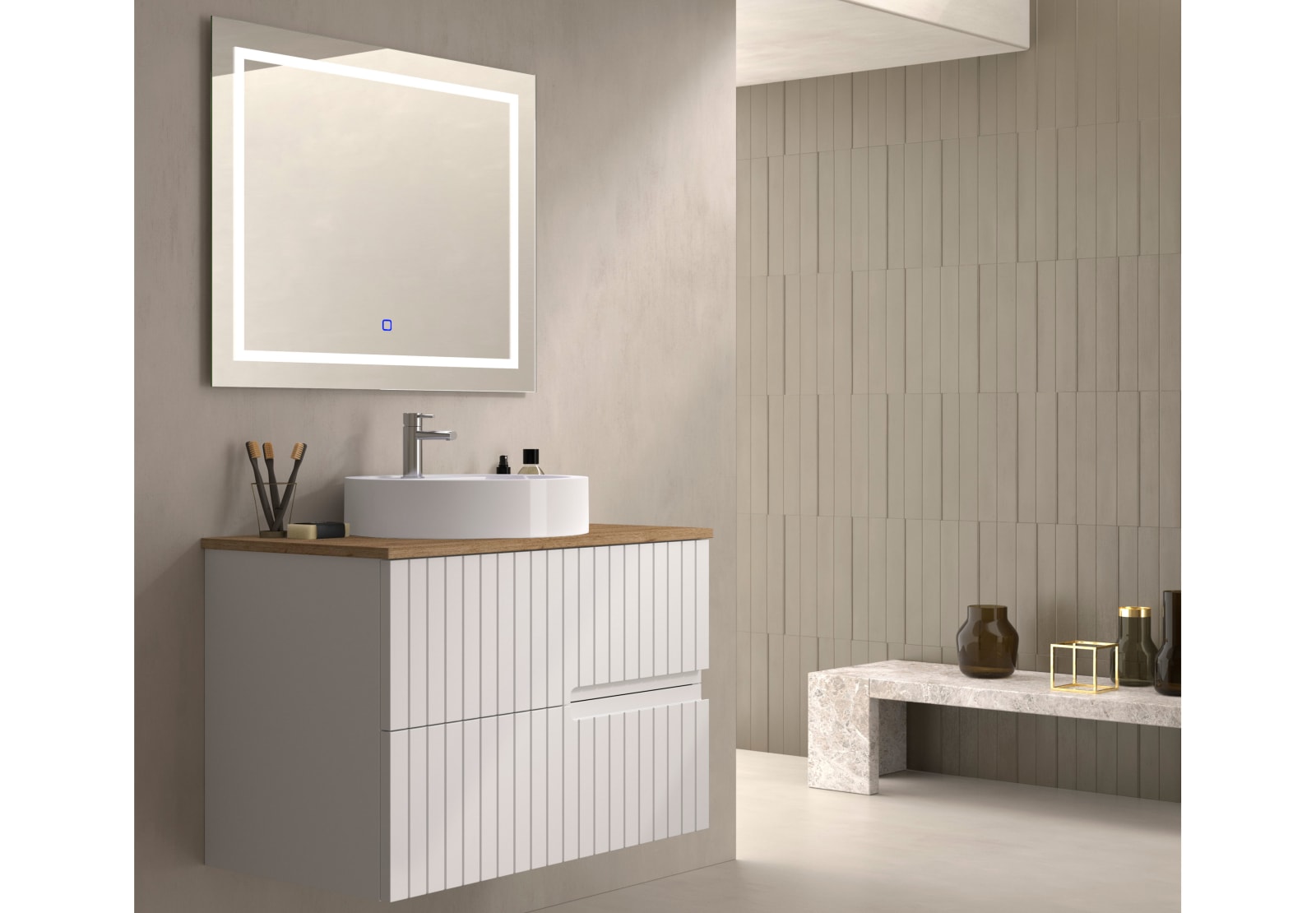 Meuble de salle de bains avec plan de toilette en bois Ebi Bruntec couleurs principal 0