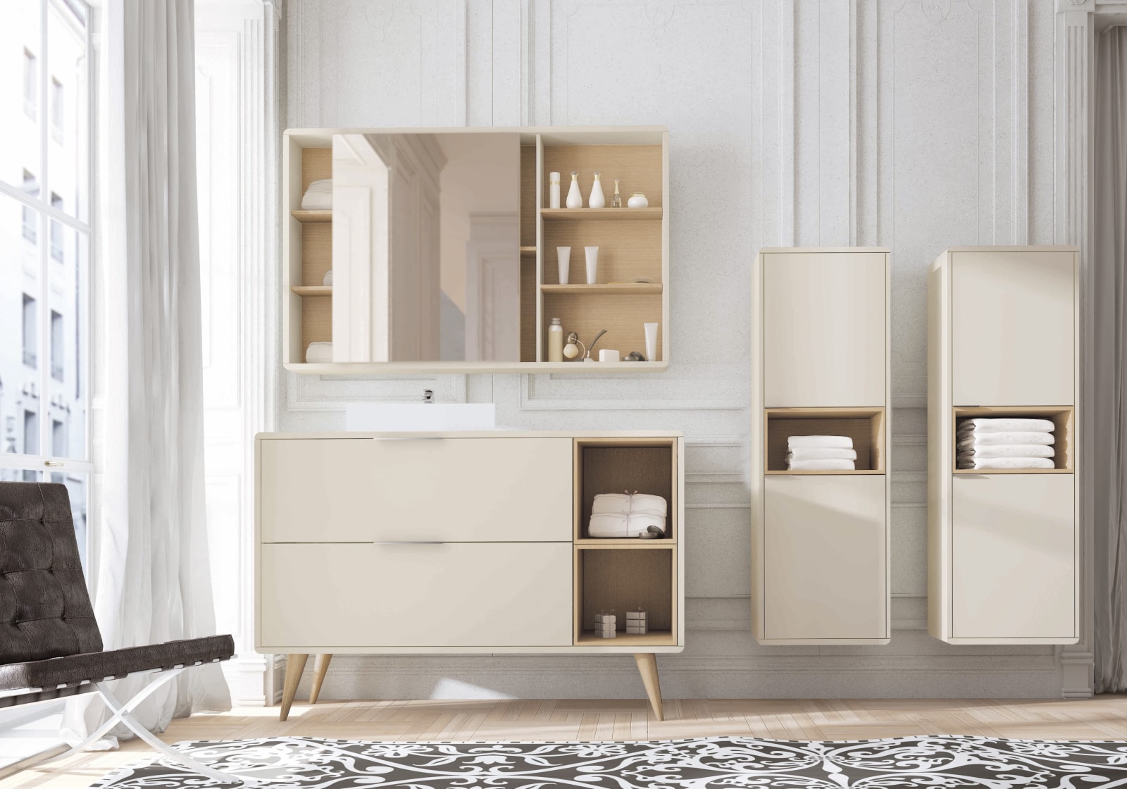 Meuble de salle de bains avec plan de toilette en bois Vintass Campoaras principal 0