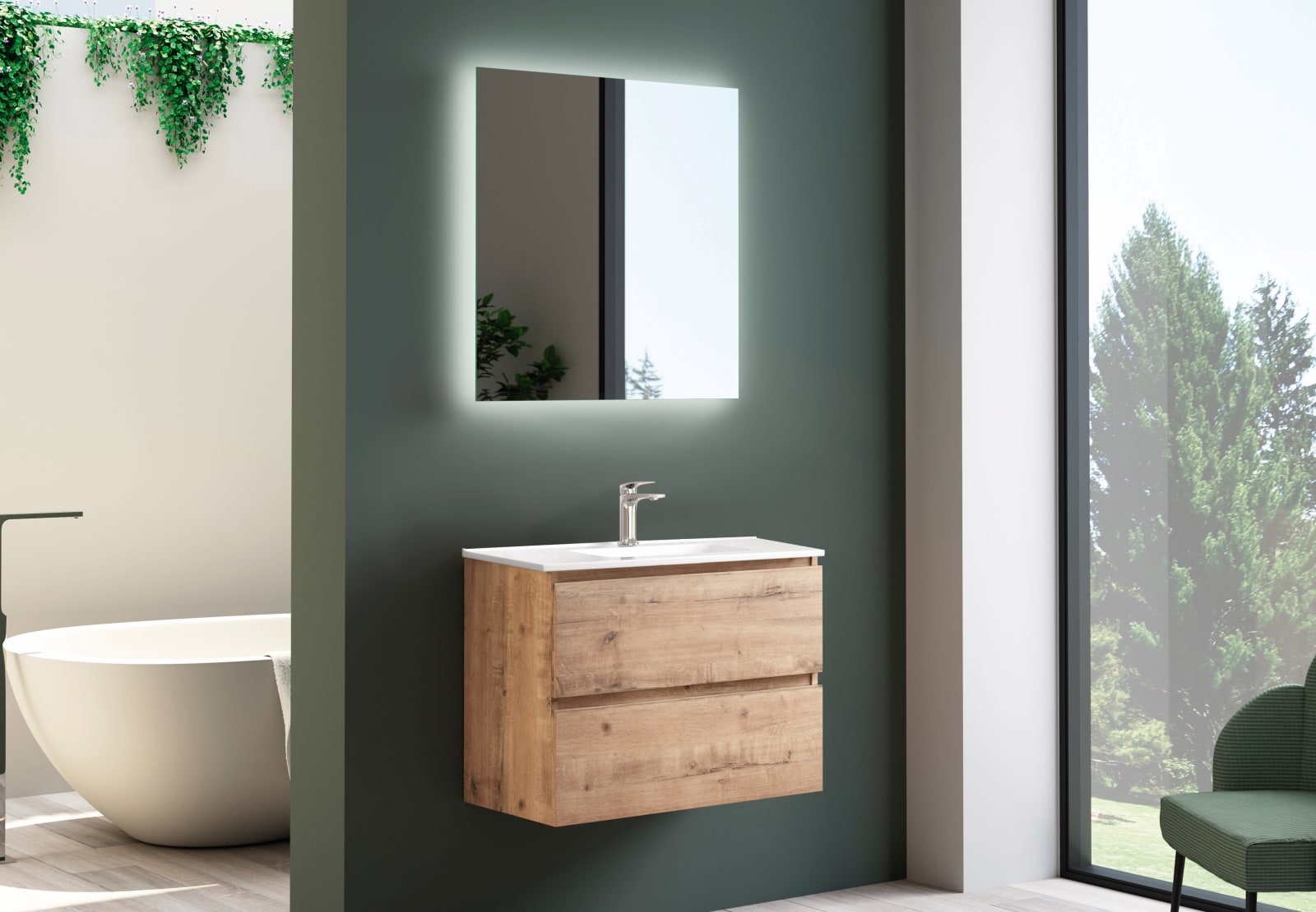 Ensemble de meubles de salle de bains 39 cm de profondeur réduite Roma Bruntec principal 0