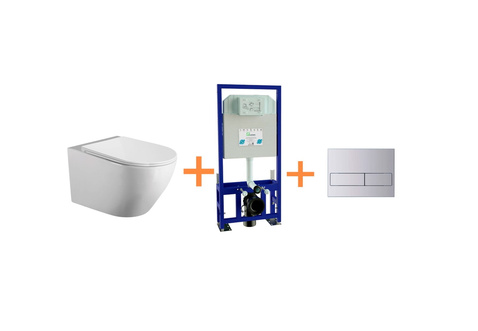 Pack WC suspendu avec réservoir de chasse encastré et bouton poussoir Lisboa Plus de Bruntec principal 0