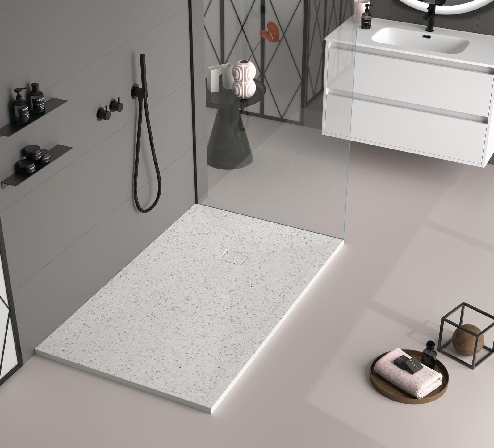 Receveurs de douche en résine décorés Design 3D Granit Bruntec principal 0