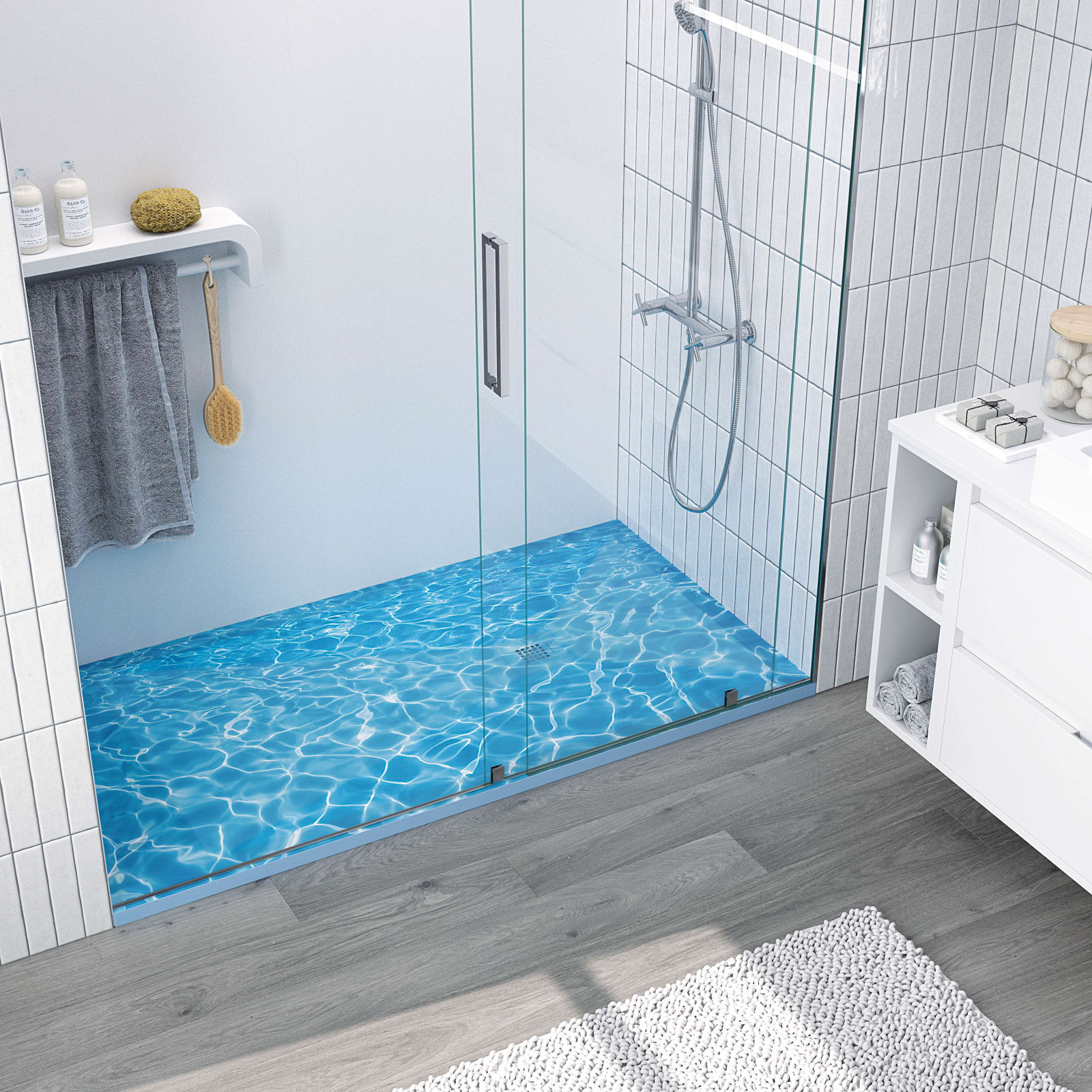 Receveurs de douche en résine décorés Design 3D Bleu Bruntec principal 0