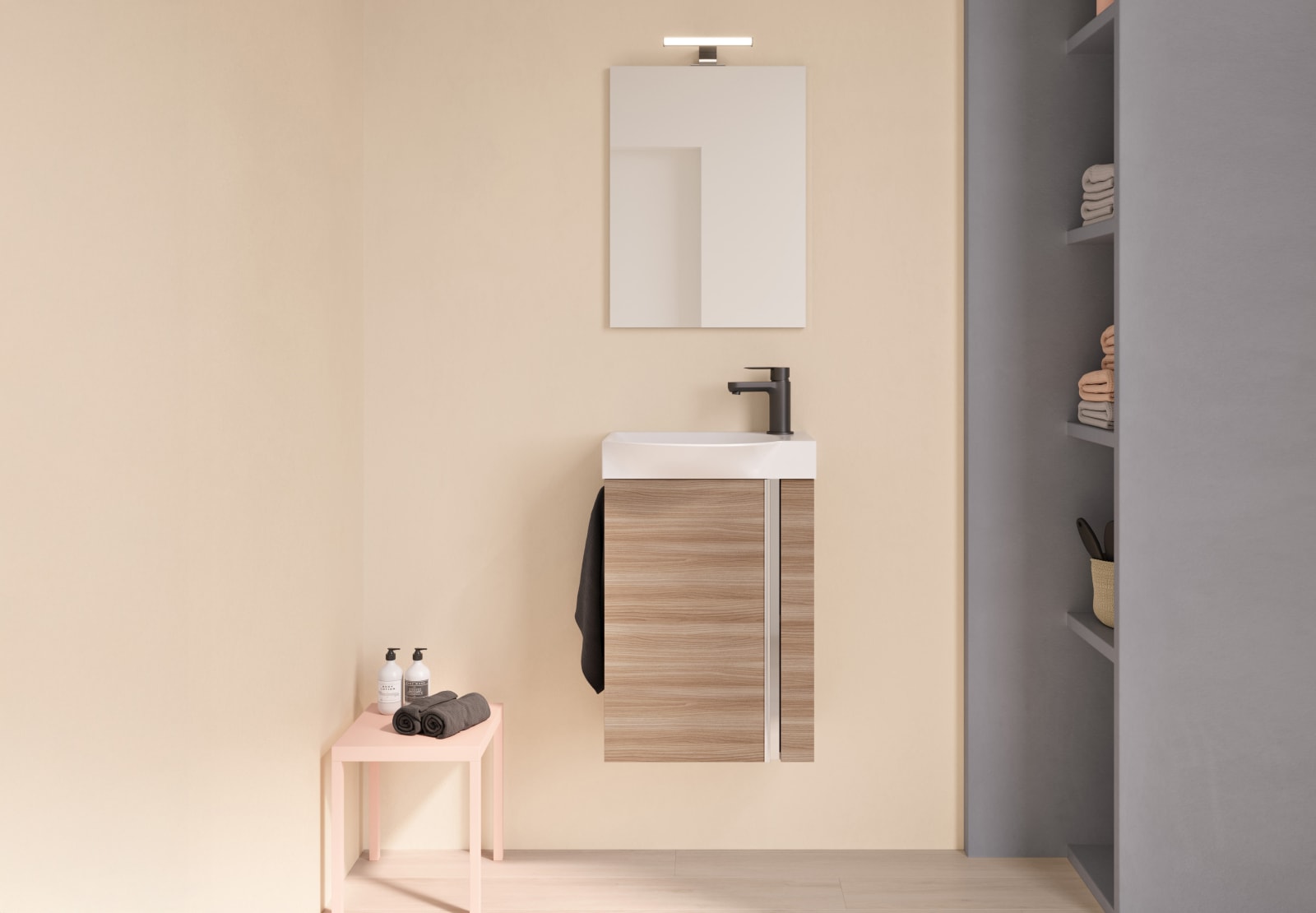 Ensemble complet de meubles de salle de bains à profondeur réduite 34 cm Elegance Royo principal 0