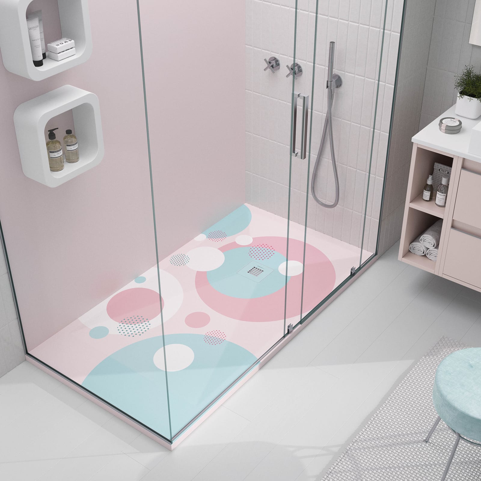 Receveurs de douche en résine décorés Design 3D Coloré Bruntec principal 0