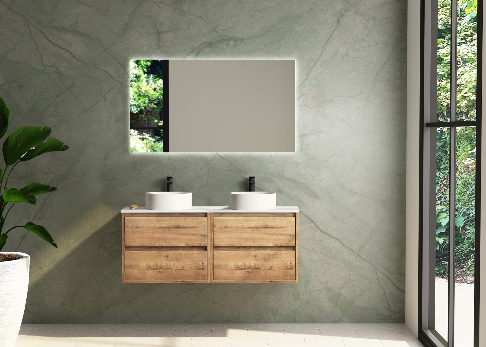 Meuble de salle de bains avec plan de toilette en résine Boston Bruntec principal 0