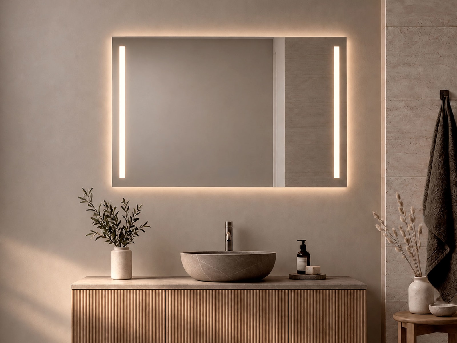 Miroir de salle de bains avec l'éclairage LED Liberty Bruntec principal 0