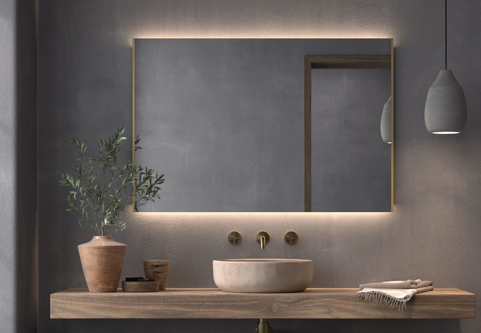 Miroir de salle de bains avec éclairage LED Sire Bruntec principal 0