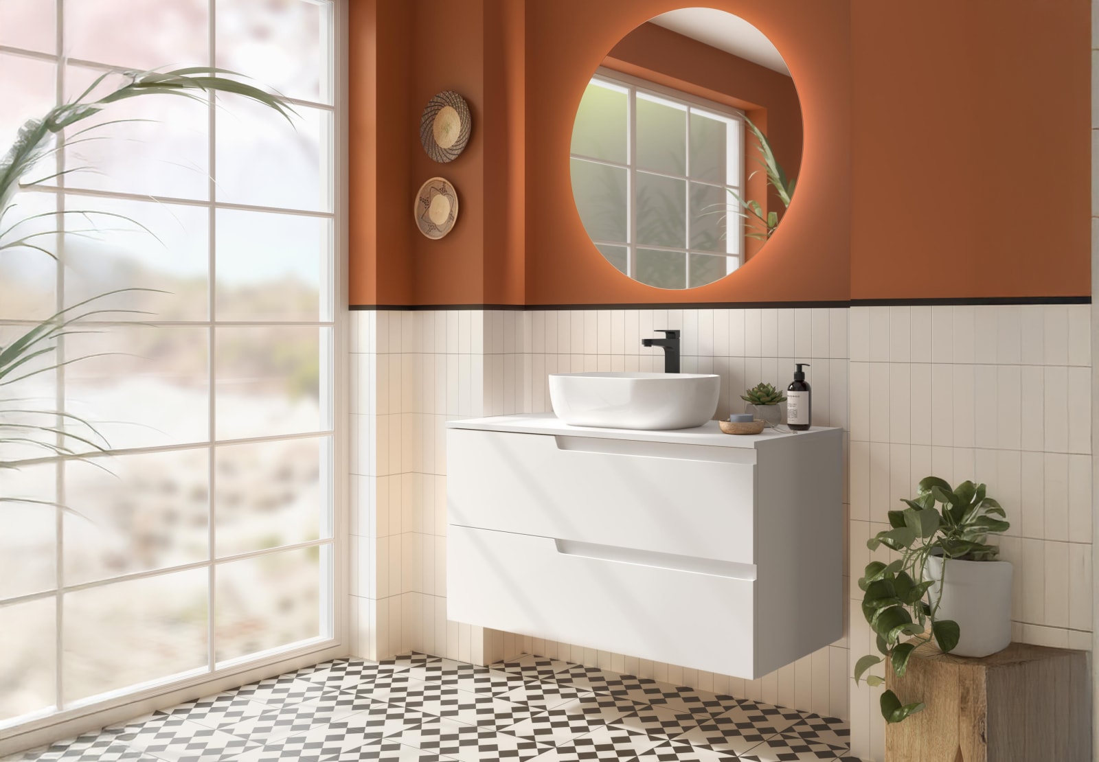 Meuble de salle de bains avec plan de toilette dans la même couleur que le meuble Vima Salgar principal 0