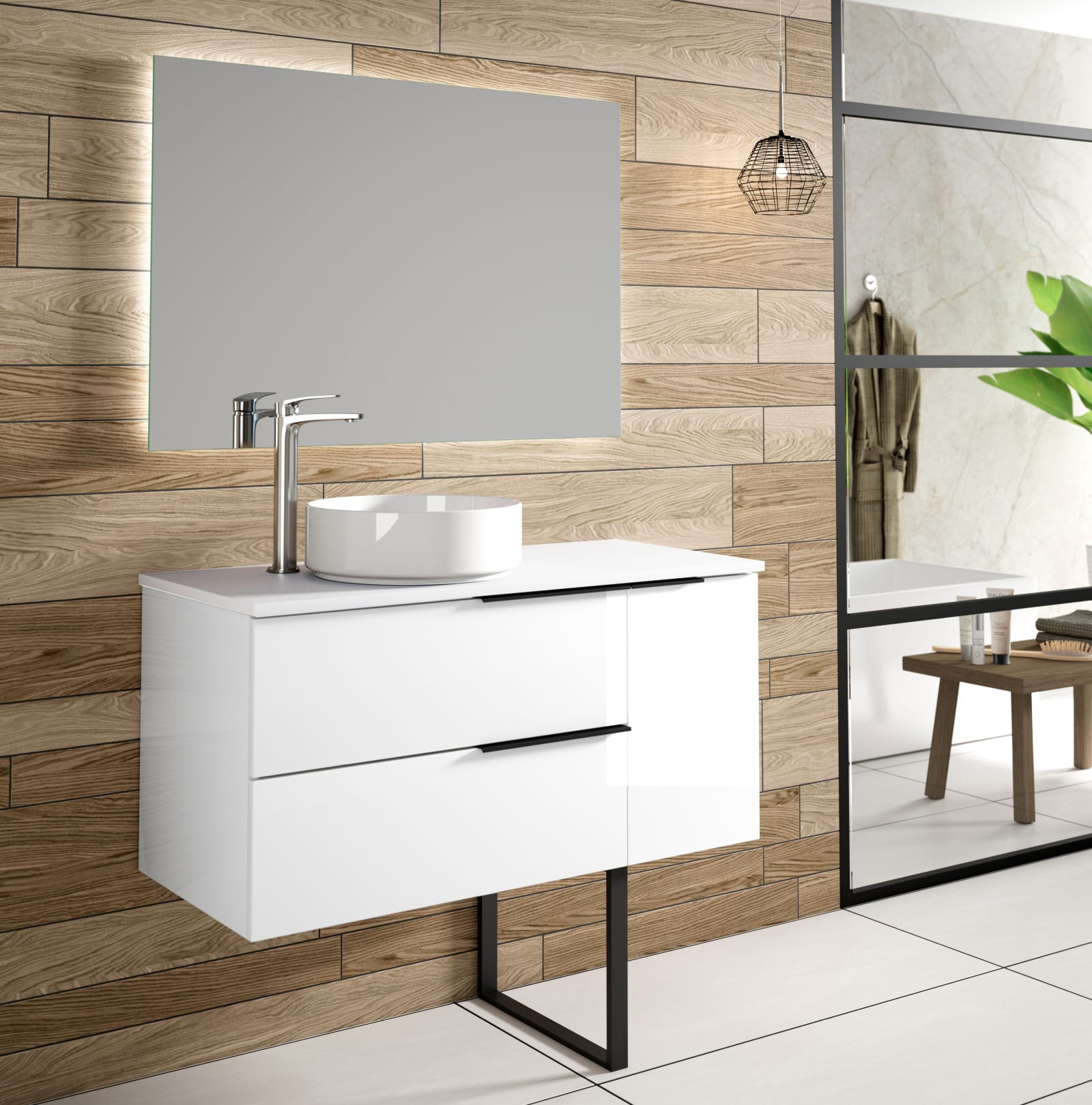 Meuble de salle de bains avec comptoir Solid Surface Coban Bruntec principal 0
