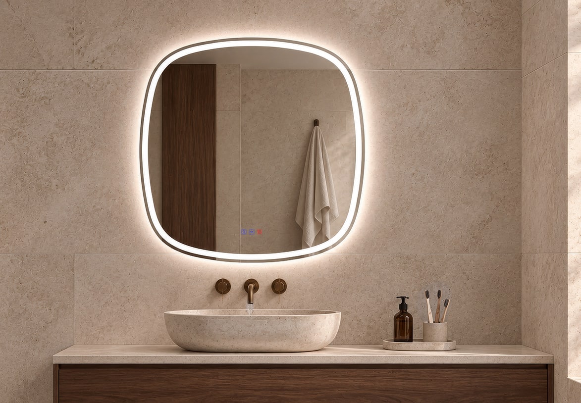 Miroir de salle de bain avec éclairage LED Leda Bruntec principal 0