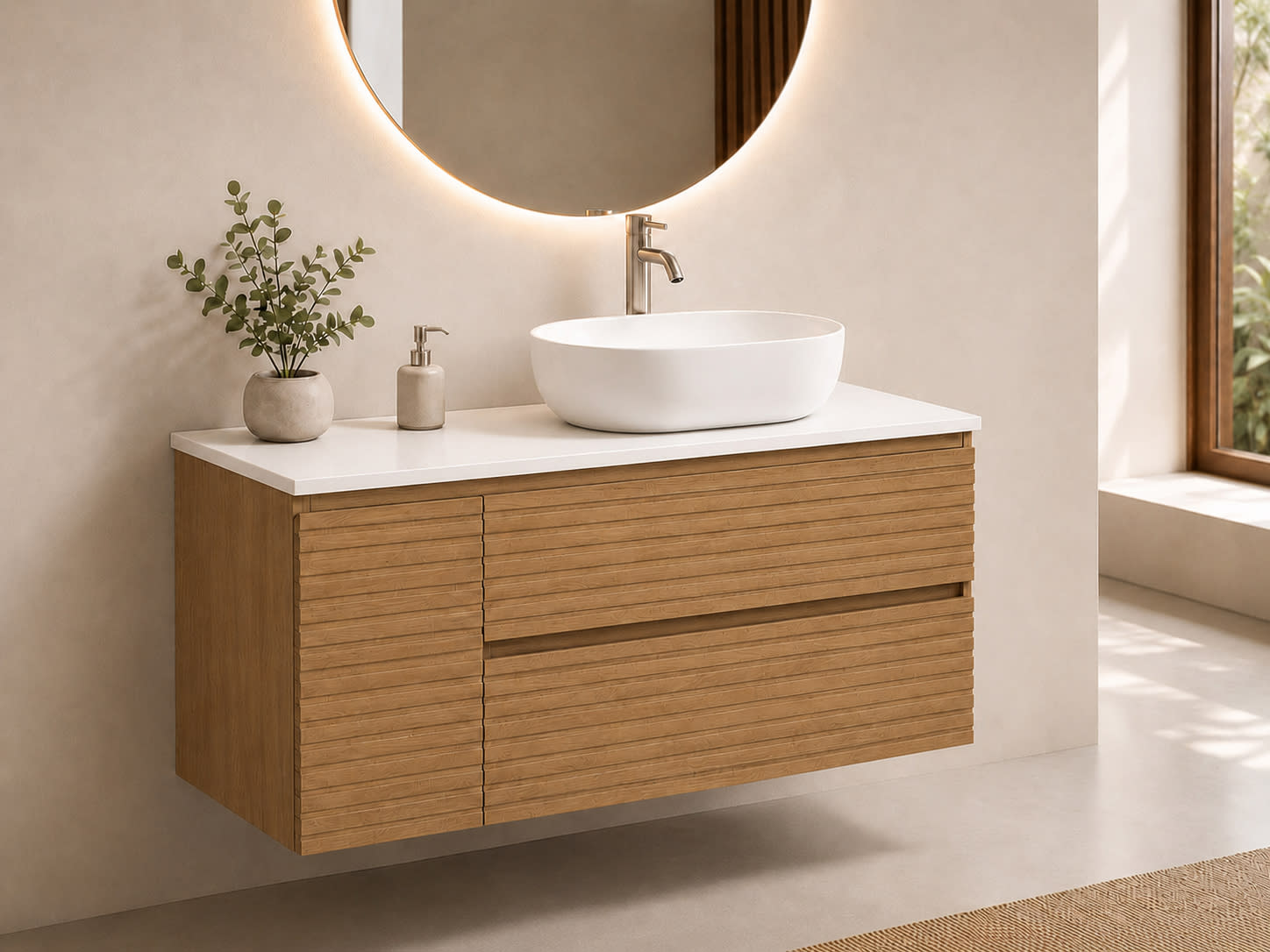 Meuble de salle de bains Alpes 21 Bruntec avec plan de toilette Solid Surface blanc principal 0
