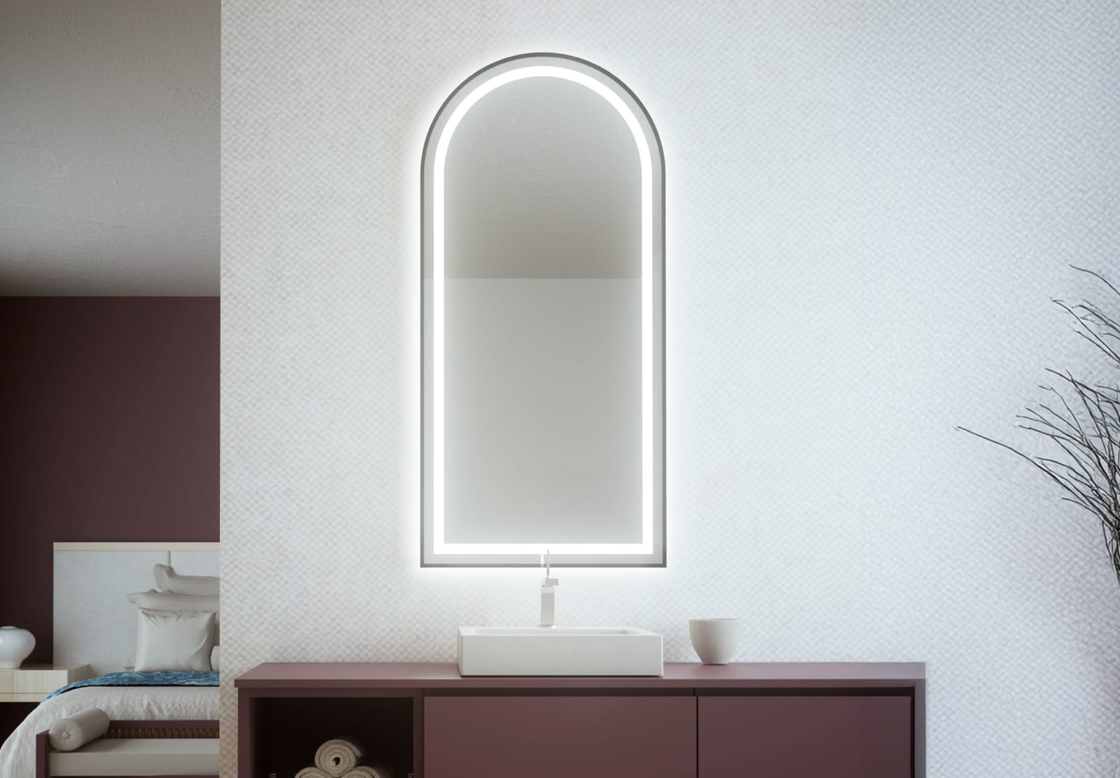 Miroir de salle de bain avec éclairage LED Camelot Bruntec principal 0