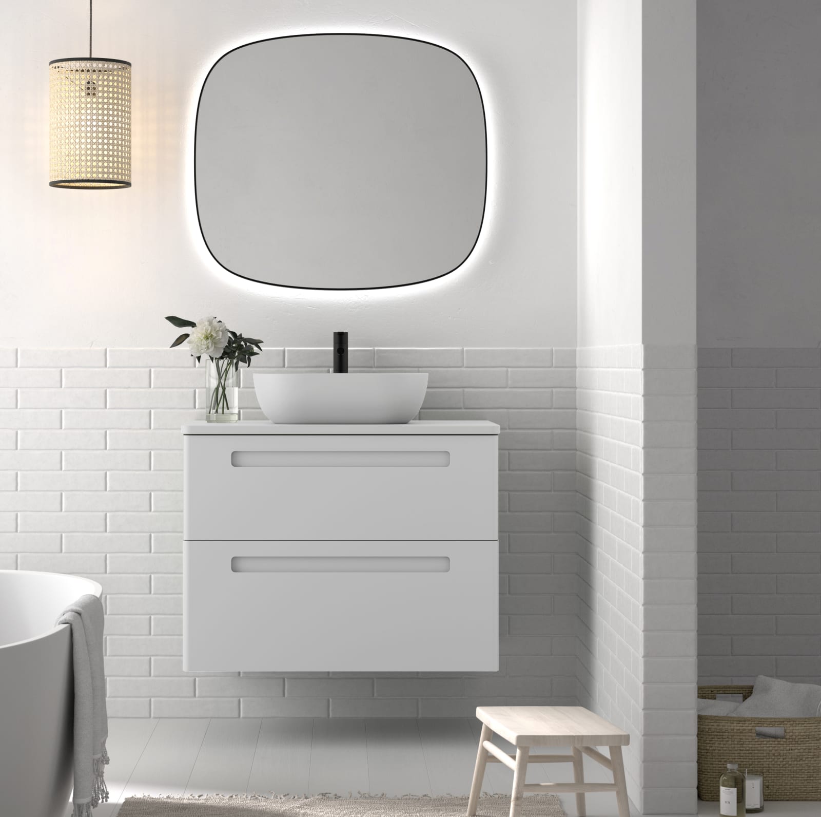 Meuble de salle de bains avec plan de toilette compact en pierre Avila Dos Paris principal 0