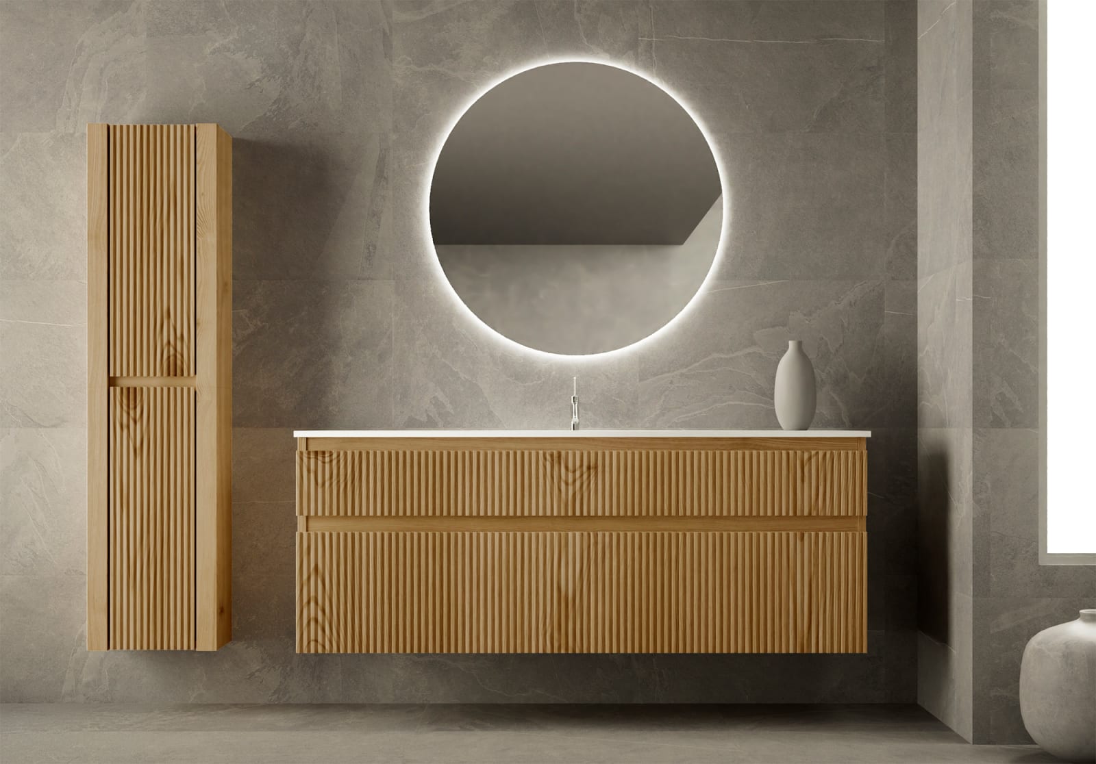 Ensemble de meuble de salle de bains en bois massif Alpes Bruntec principal 0