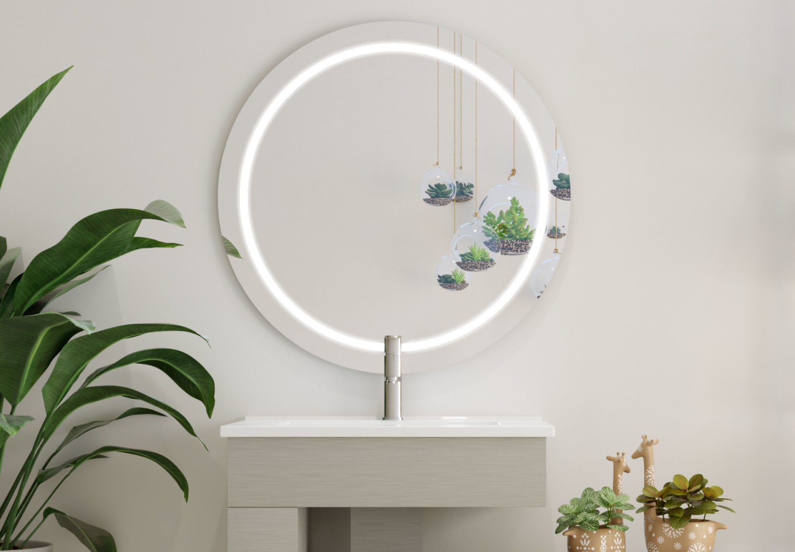 Miroir de salle de bains avec l'éclairage LED Ring Bruntec principal 0