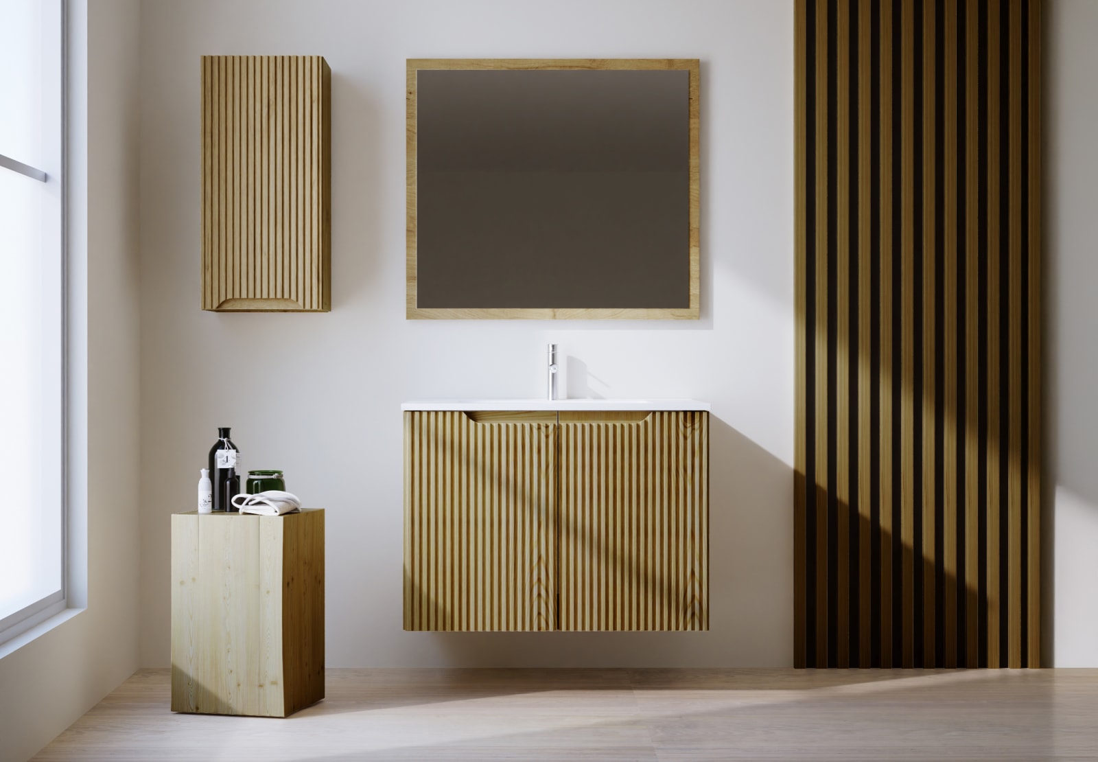 Ensemble de meubles de salle de bains en bois massif Alpes 14 Bruntec principal 0