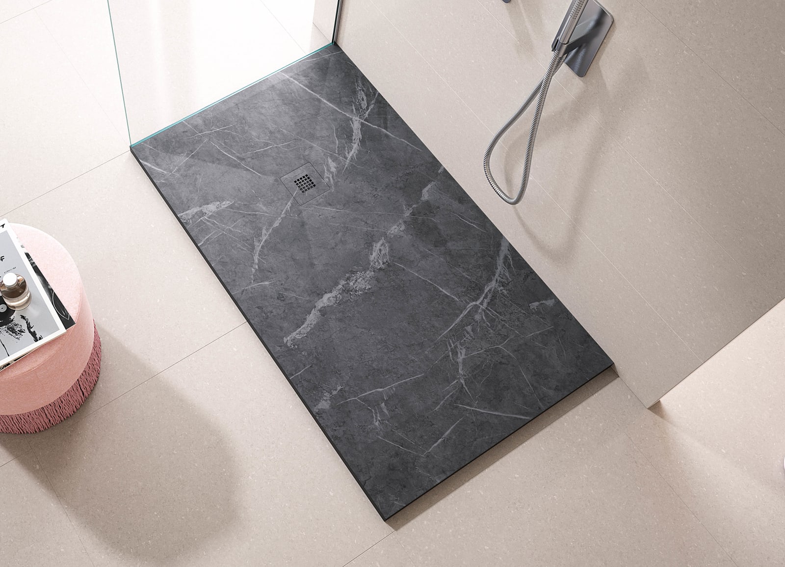 Receveurs de douche en résine décorés Stone 3D Marbre Bruntec principal 0