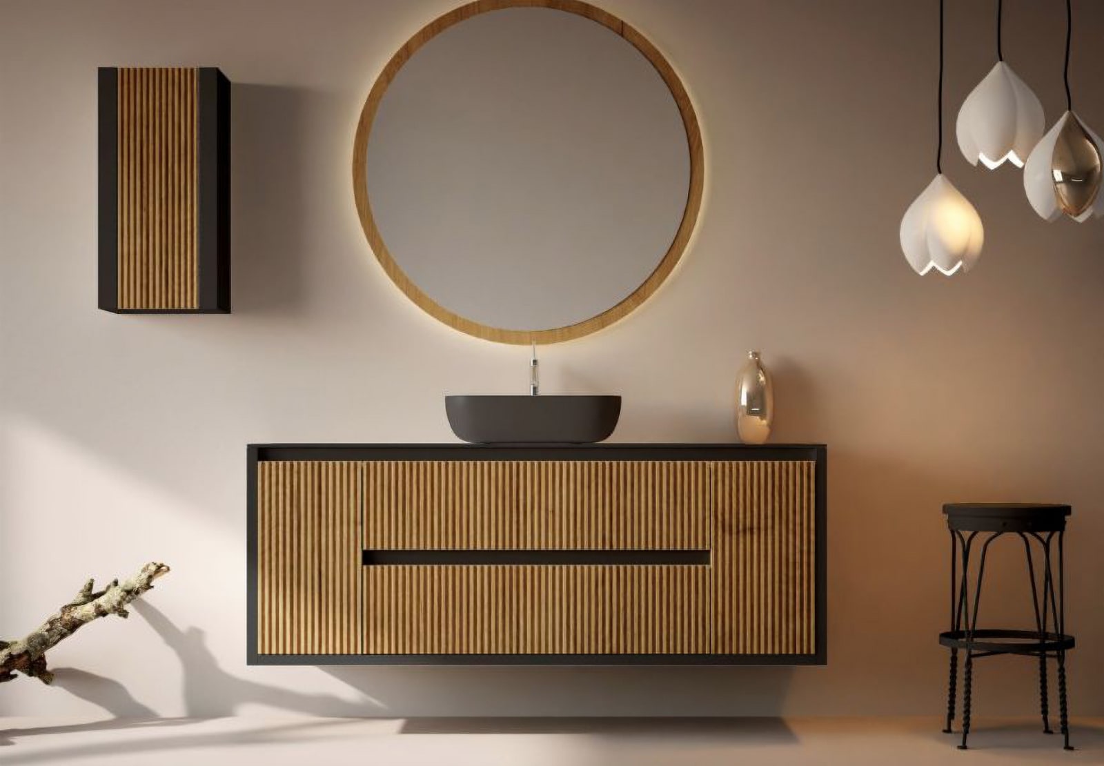 Meuble de salle de bains avec plan de toilette en bois massif Alpes 13 Bruntec principal 0