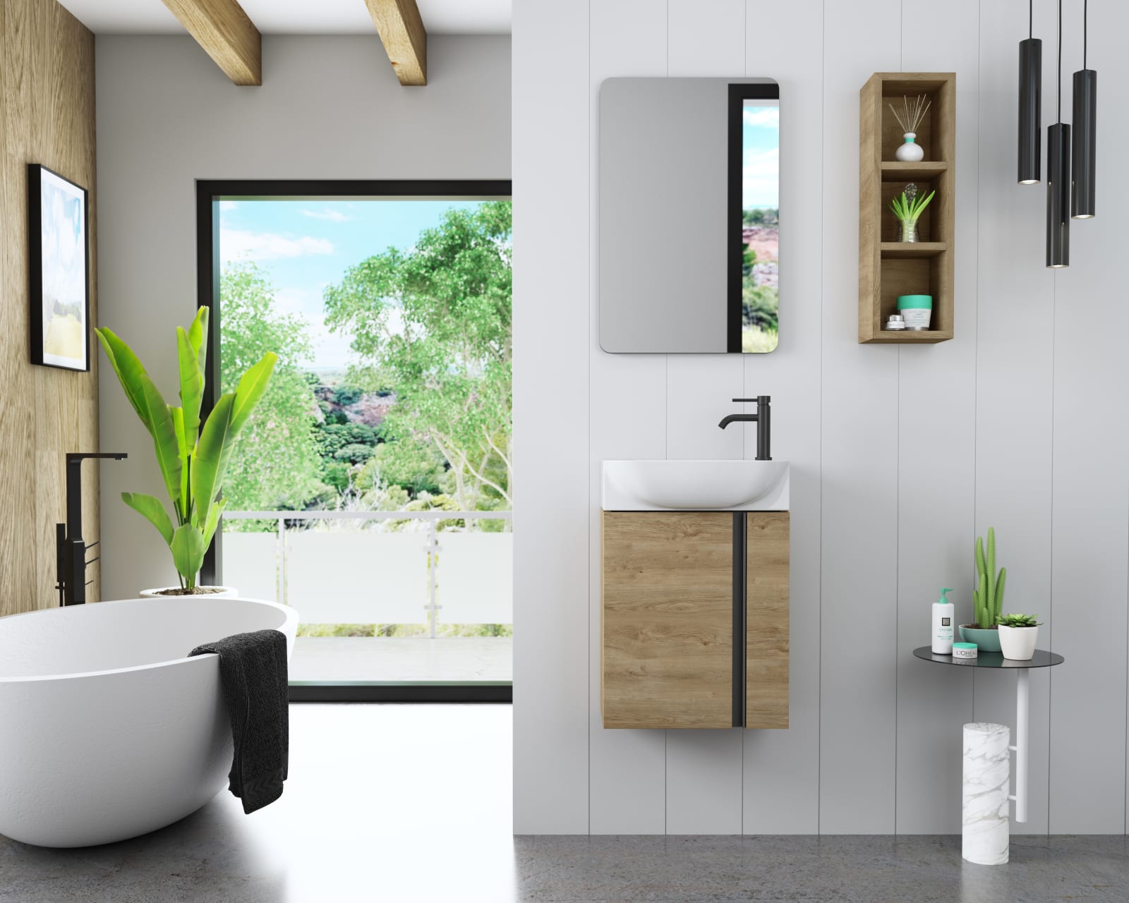 Ensemble meuble de salle de bains à faible profondeur 22 cm Versa Coycama principal 0