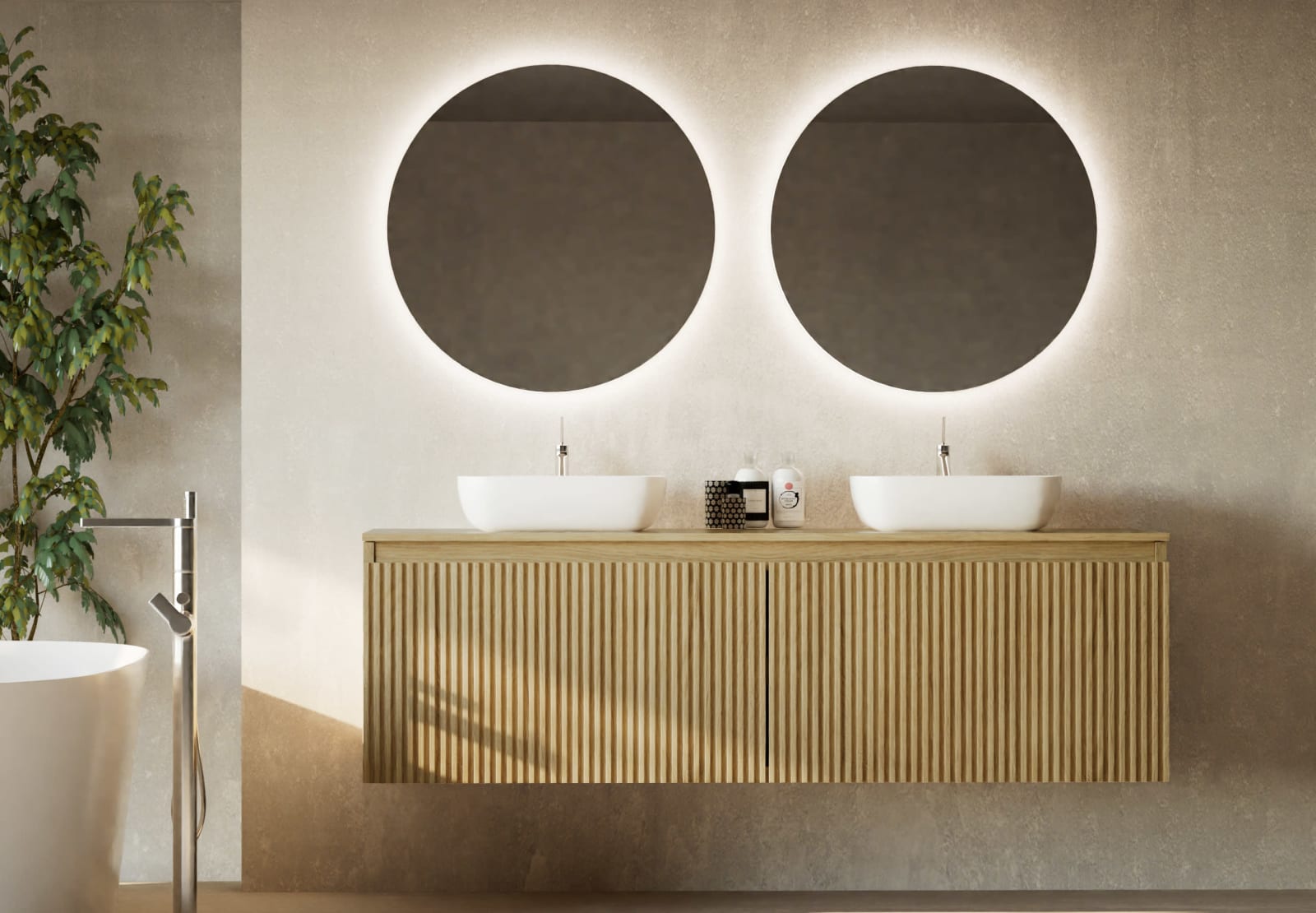 Meuble de salle de bain en bois massif avec plan de toilette Alpes 4 Bruntec principal 0