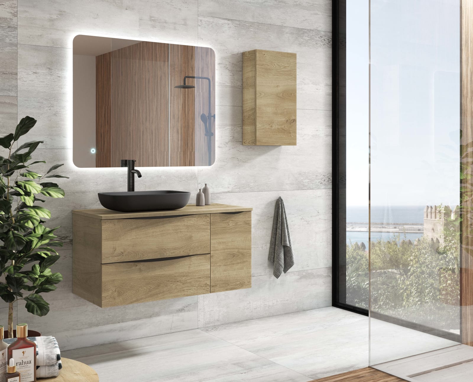 Meuble de salle de bains avec plan de toilette en bois Landes Coycama principal 0
