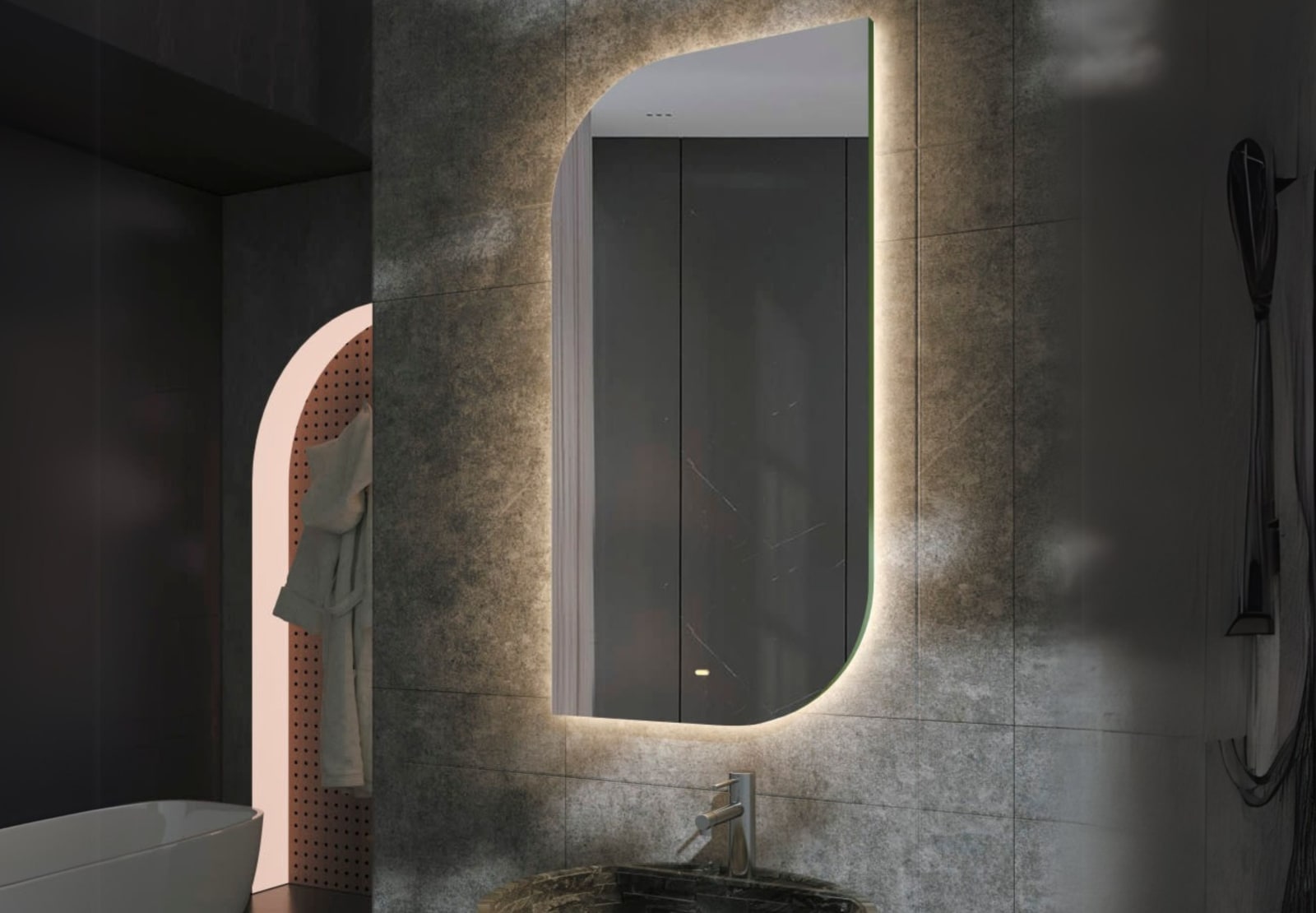 Miroir de salle de bains avec éclairage LED Cardiff Ledimex principal 0