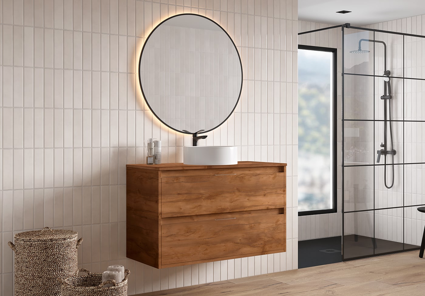 Meuble de salle de bains avec plan de toilette en mélamine Artemisa de Bruntec principal 0