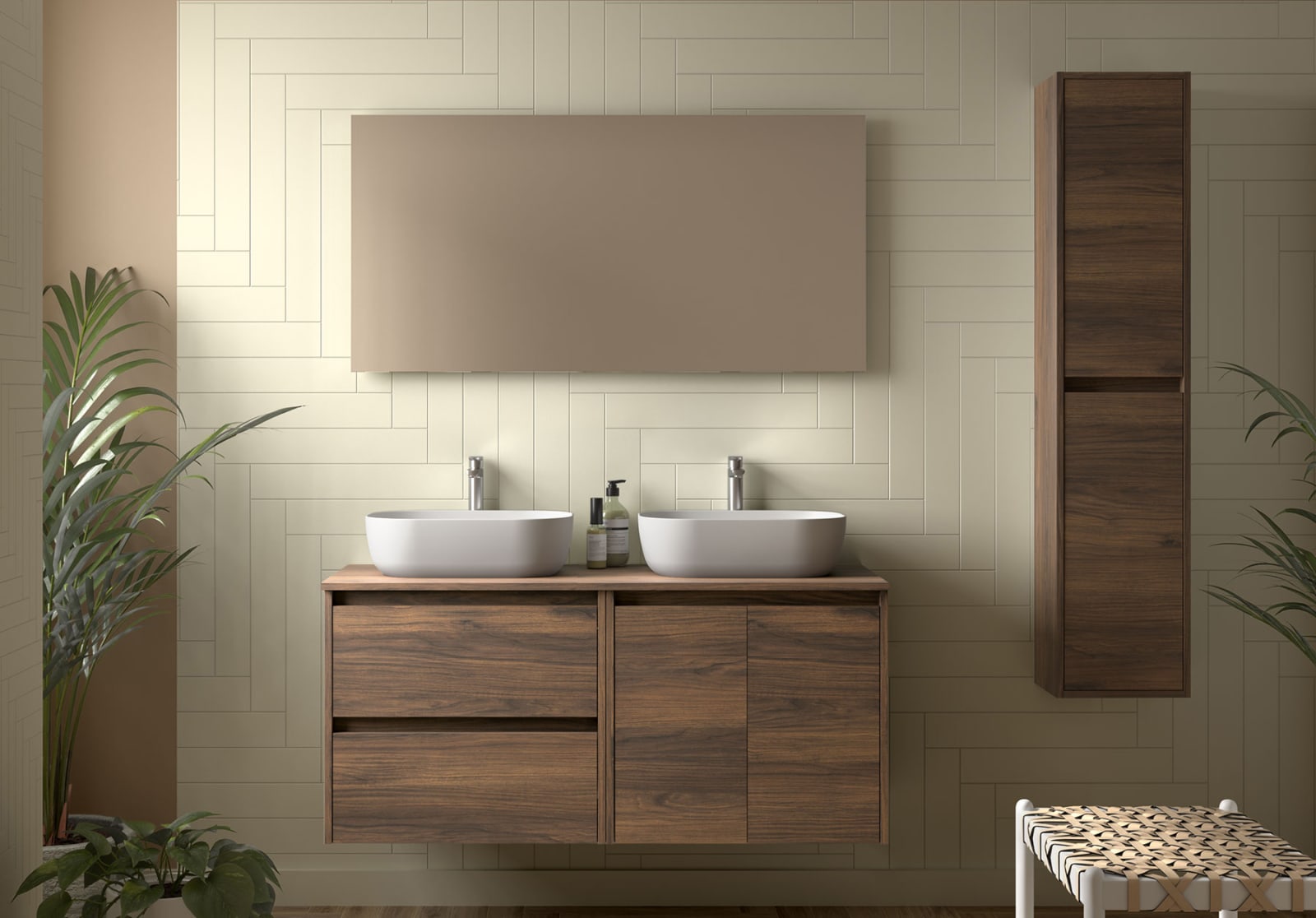 Meubles de salle de bains avec plan de toilette en bois Noja Salgar principal 0