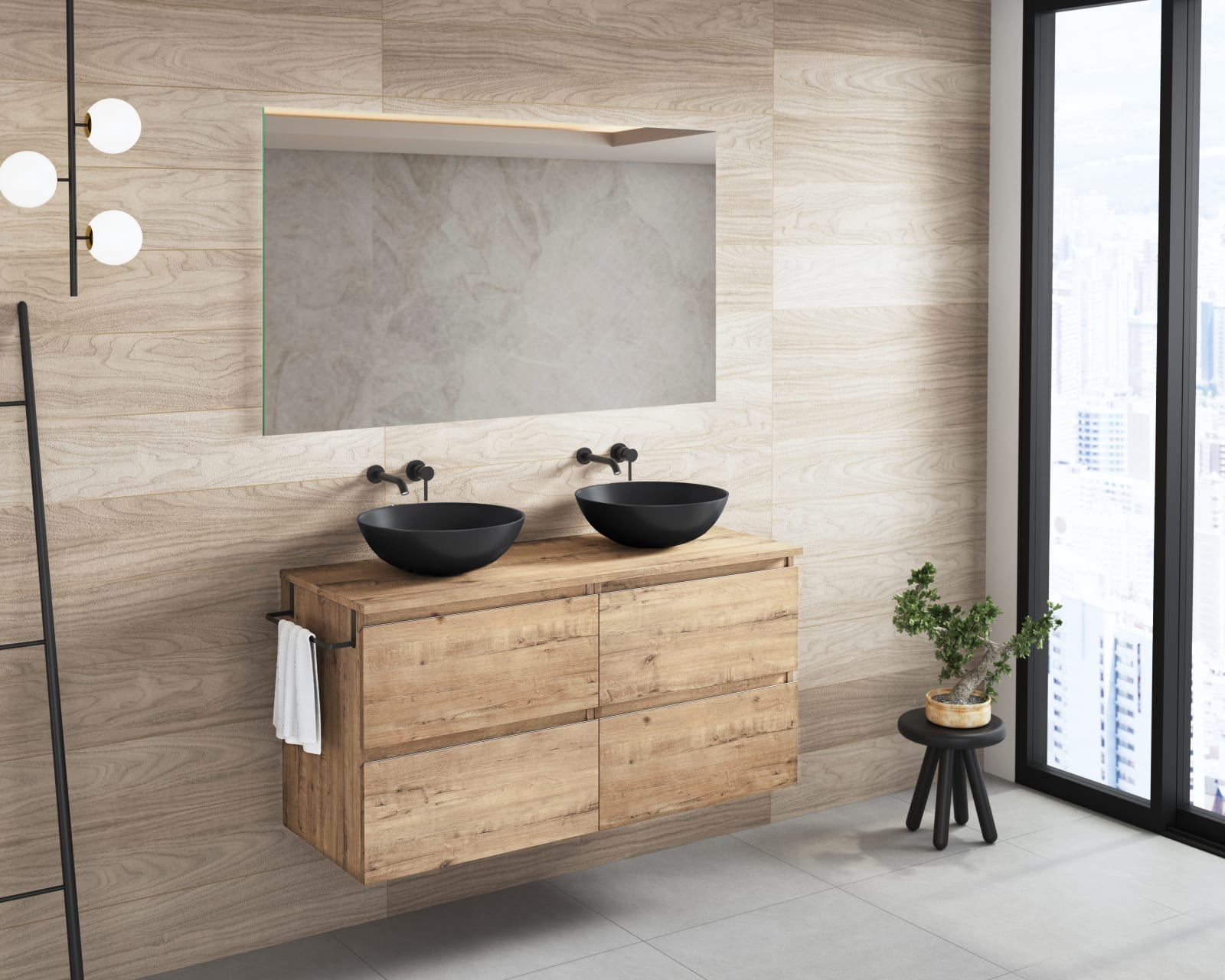 Meuble de salle de bains avec plan de toilette en bois Roma Bruntec principal 0