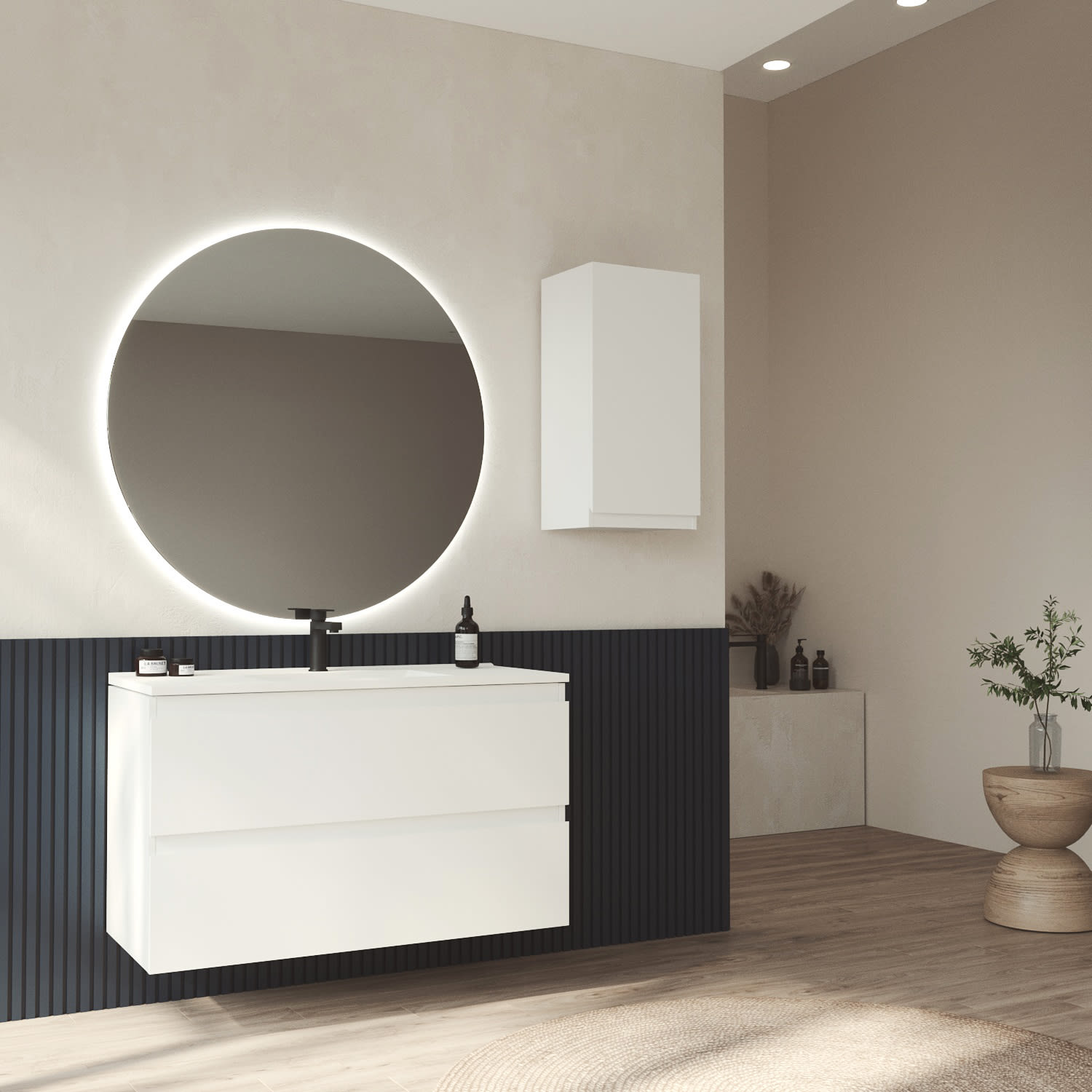 Meuble de salle de bains à profondeur réduite 37,8 cm MDF laqué Vilma Bruntec principal 0