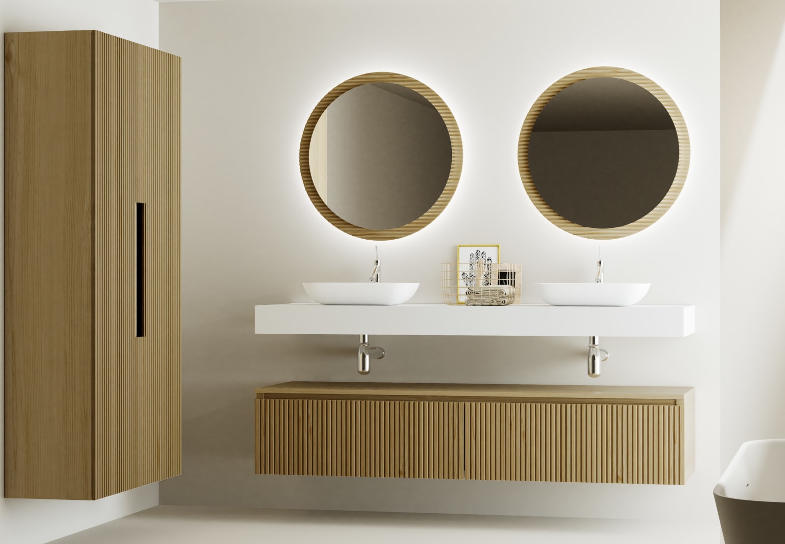 Meuble de salle de bains avec plan de toilette et caisson en solid surface Alpes 4 Bruntec principal 0