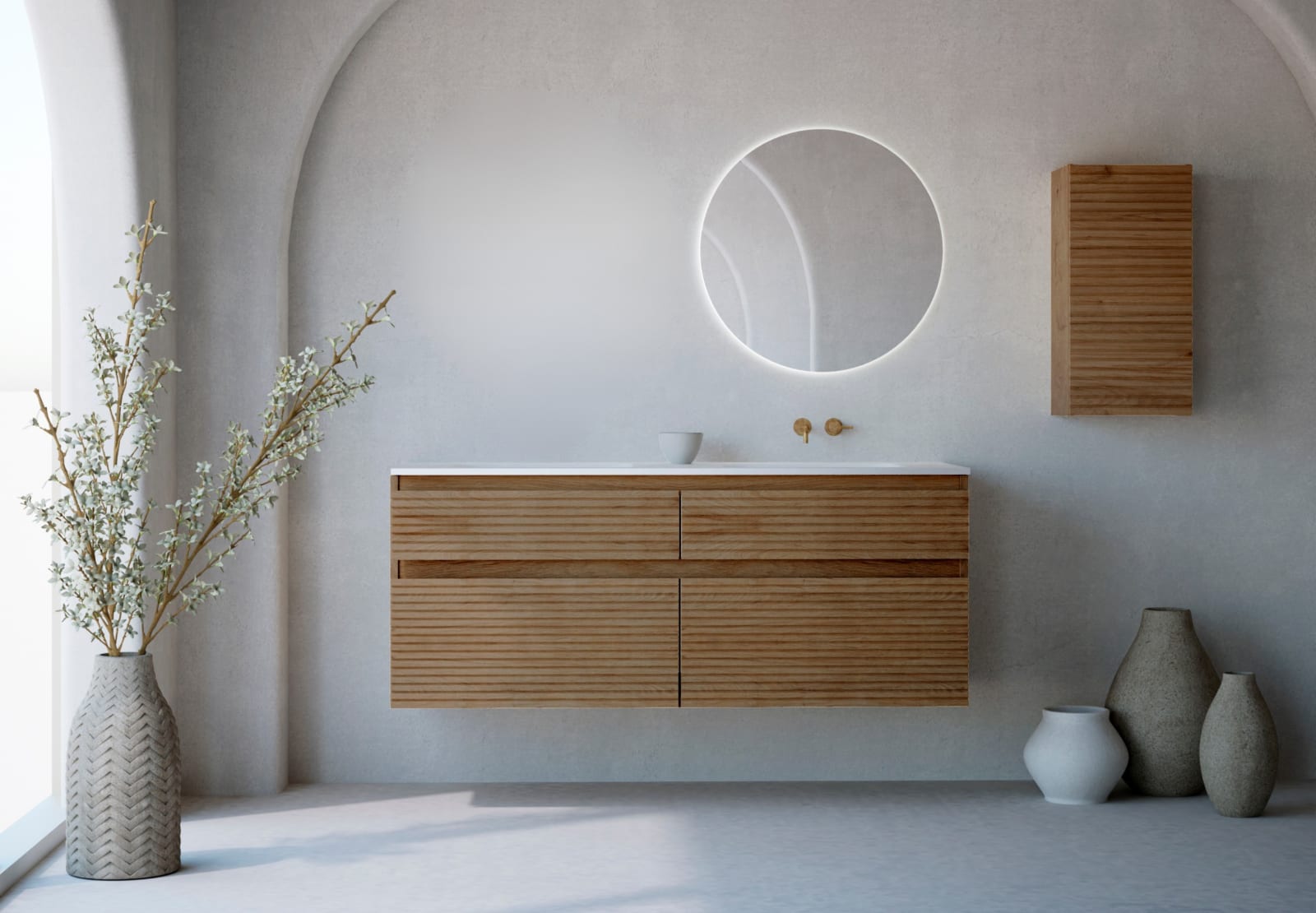 Ensemble de meubles de salle de bain en bois massif palilleria Horizontal Alpes 7 Bruntec principal 0