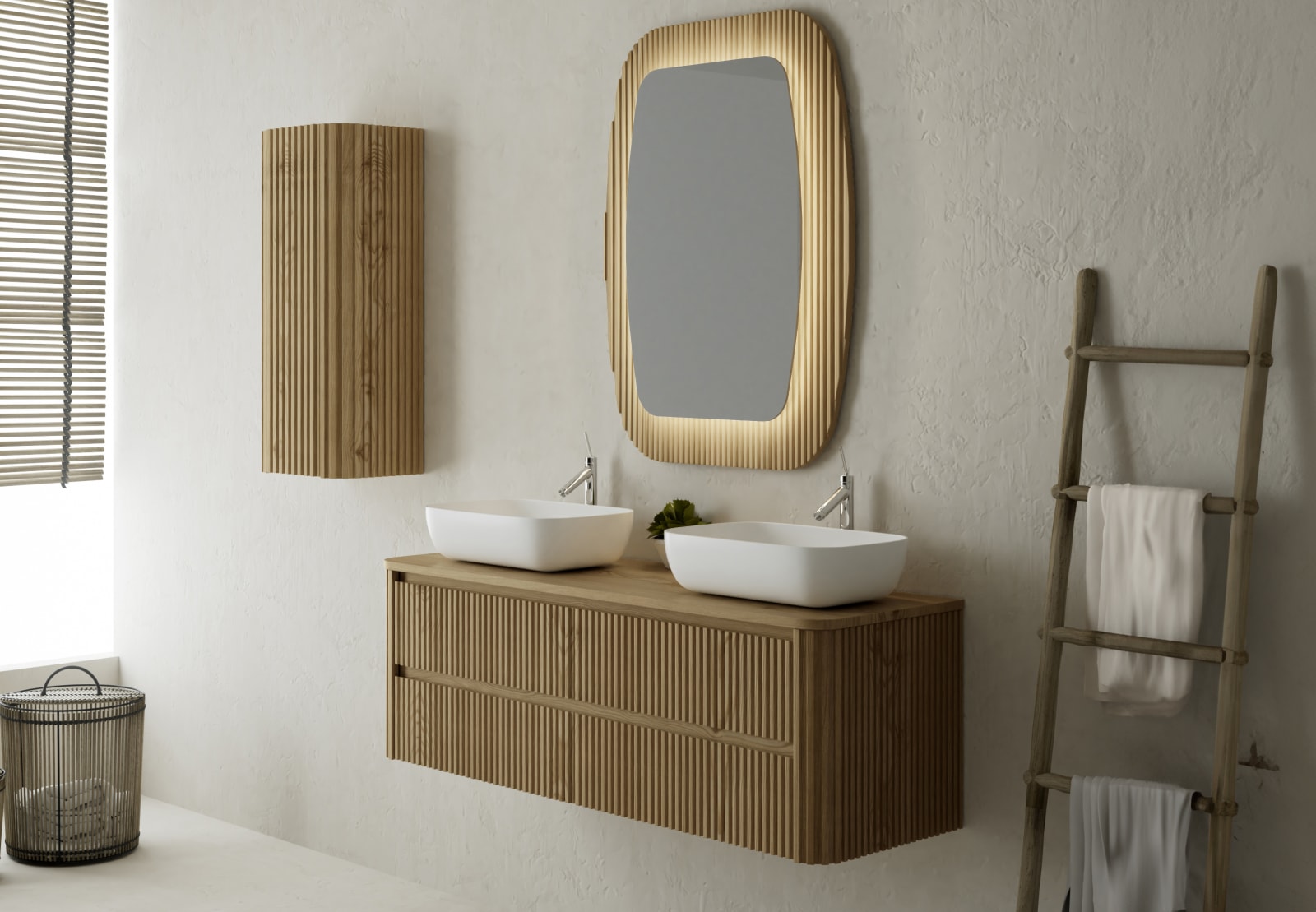 Meubles de salle de bains avec plan de toilette en bois massif Baviera Bruntec principal 0