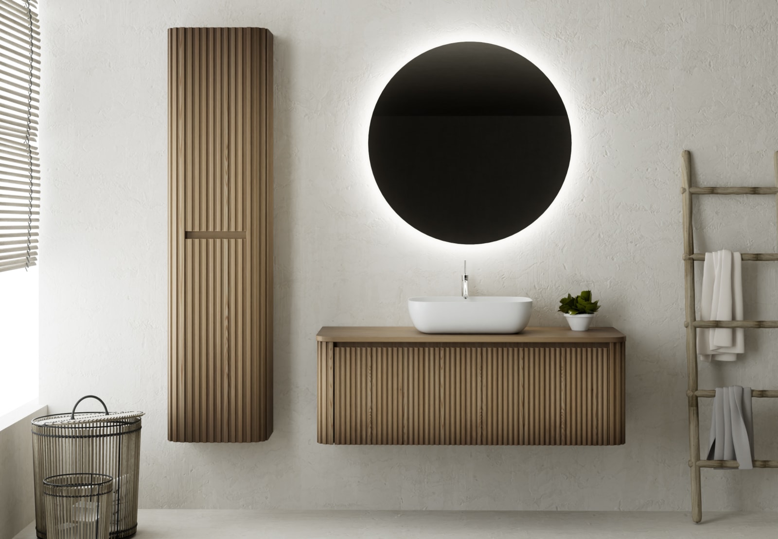 Meubles de salle de bains avec comptoir en bois massif Baviera Bruntec principal 0