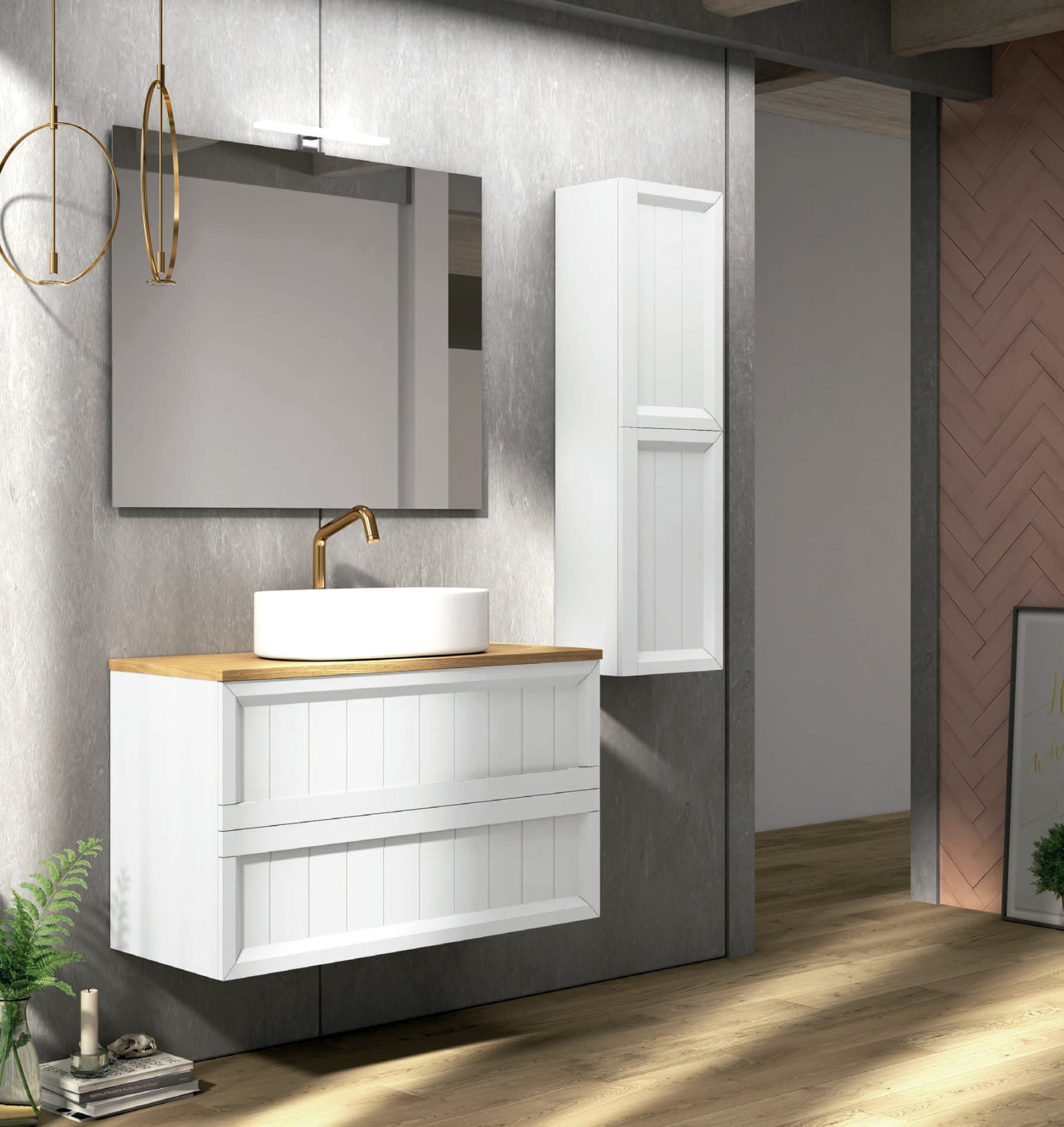 Meuble de salle de bains avec plan de toilette en chêne naturel Terra Campoaras principal 0