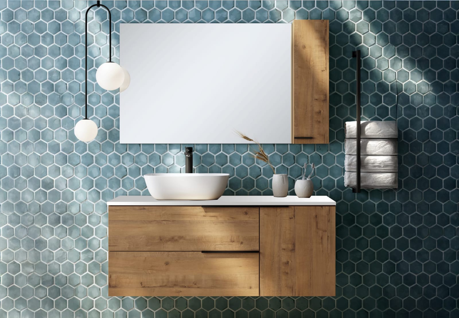 Meuble de salle de bains avec plan de toilette Solid Surface Coban Bruntec principal 0