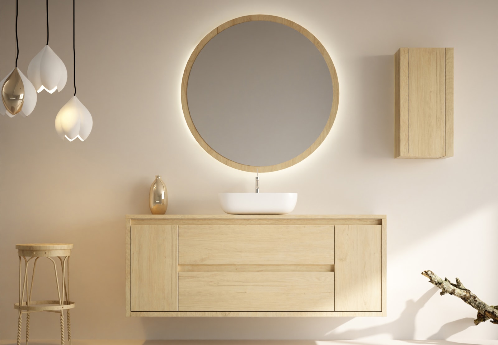 Meubles de salle de bains avec plan de toilette en bois massif Alpes 13 Bruntec principal 0