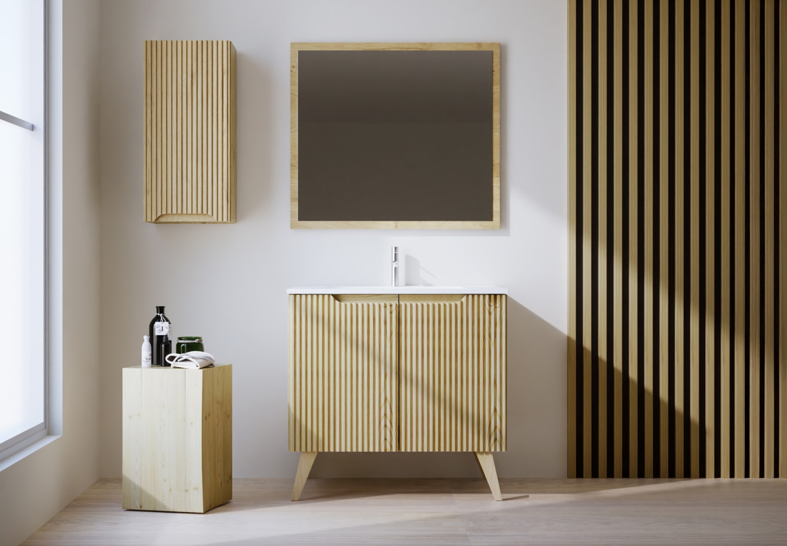 Ensemble de meubles de salle de bains en bois massif Alpes 14 Bruntec principal 0