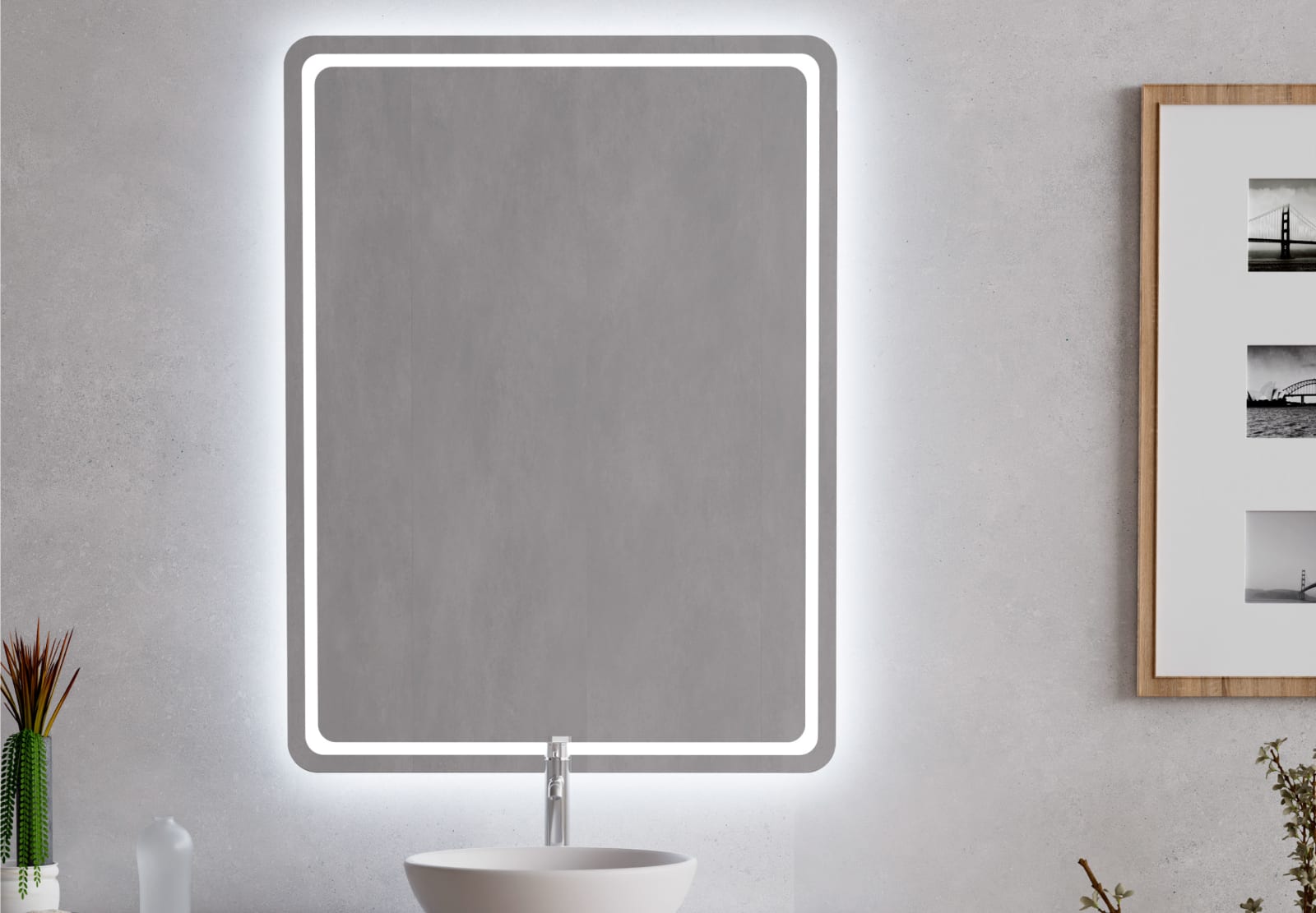 Miroir de salle de bains avec l'éclairage LED Leroy Bruntec principal 0
