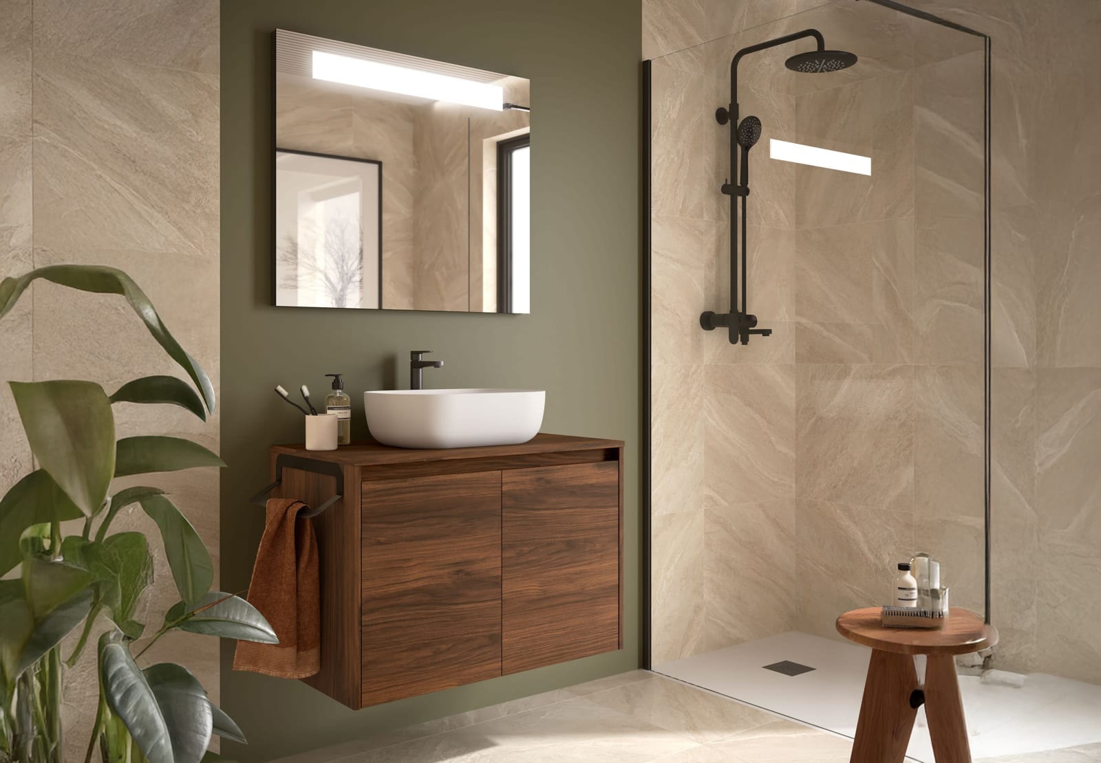 Meuble de salle de bains avec plan de toilette en bois Noja Salgar principal 0