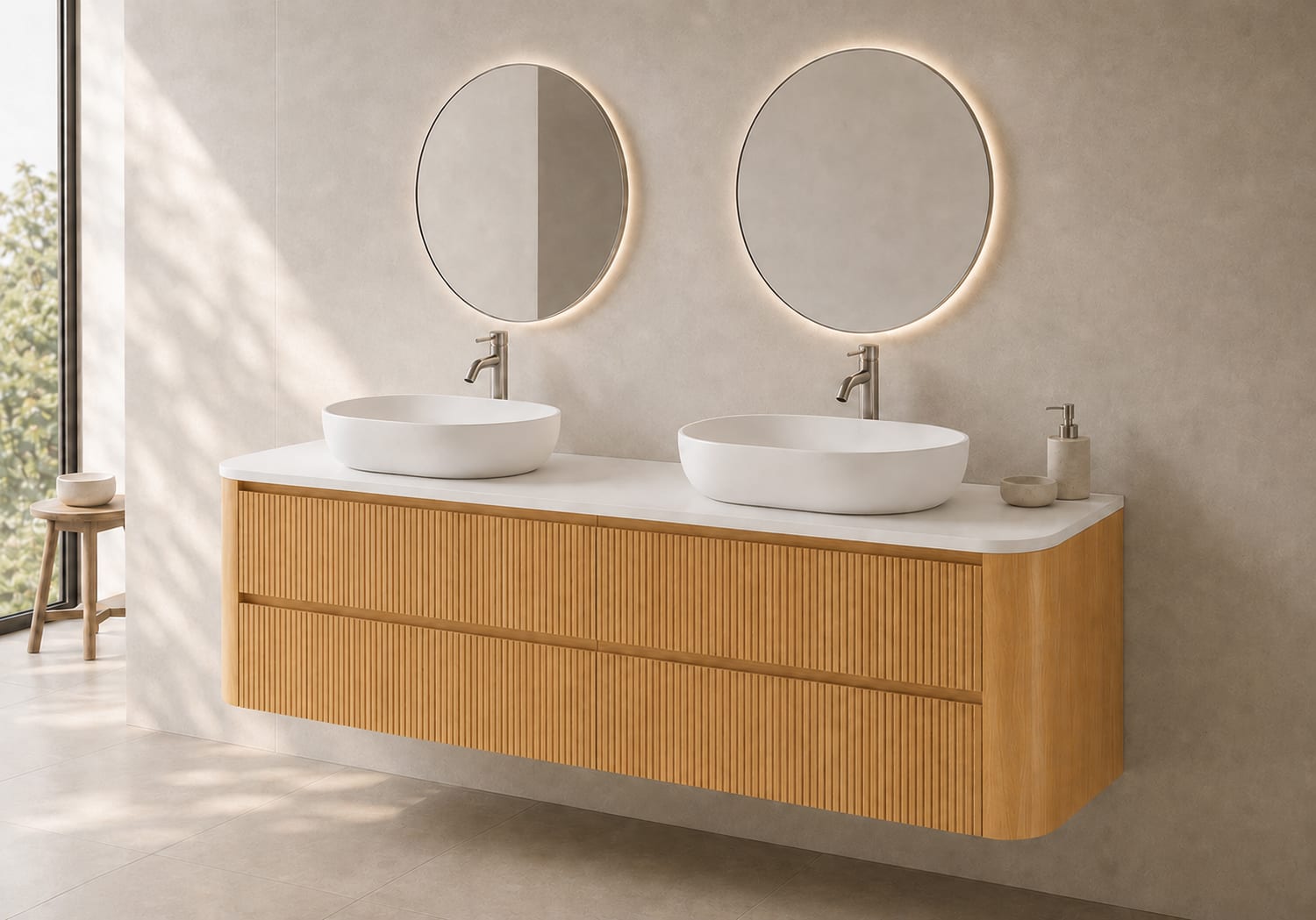 Meuble de salle de bains avec plan de toilette Solid Surface Duna Bruntec principal 0